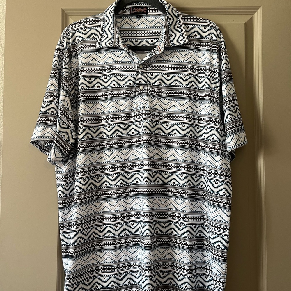 Rafter C Pearl Snap Polo with Aztec Pattern